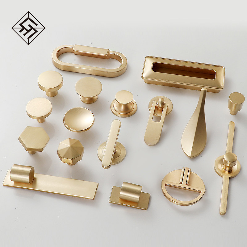 Cabinet door golden handle wardrobe modern minimalist overall cabinet drawers Single-hole handle light lavish high-end zinc alloy New Chinese