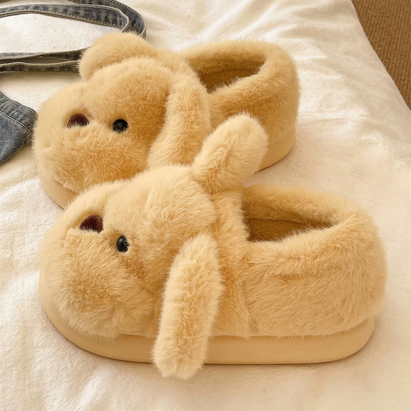 Women's Winter Outdoor Cotton Slippers with Cute Cartoon Puppy Design, Thick-Soled, Non-Slip, Indoor Plush Warm Cotton Shoes Women's Winter Outdoor Cotton Slippers with Cute Cartoon Puppy Design, Thick-Soled, Non-Slip, Indoor Plush Warm Cotton Shoes