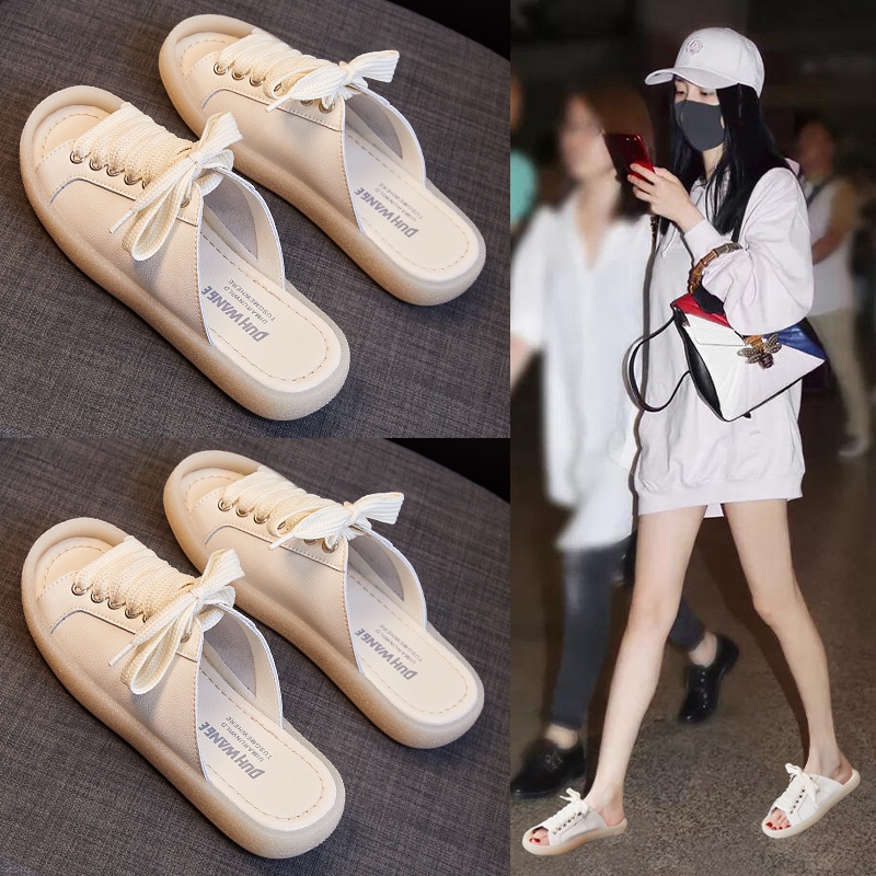 Net red slippers women's summer wear fashion ins tide 2022 new summer flat bottom non-slip soft bottom pregnant women sandals