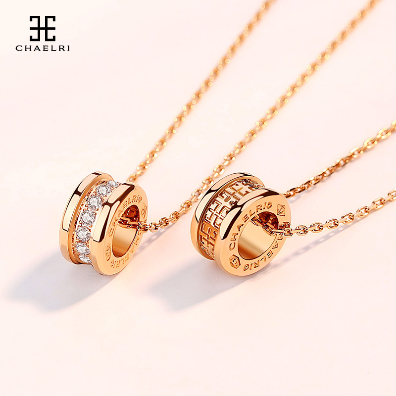 Lambier small brute waist couple male and women's necklace female collarbone chain pendant plated 18K rose gold color gold tide internet celebrity