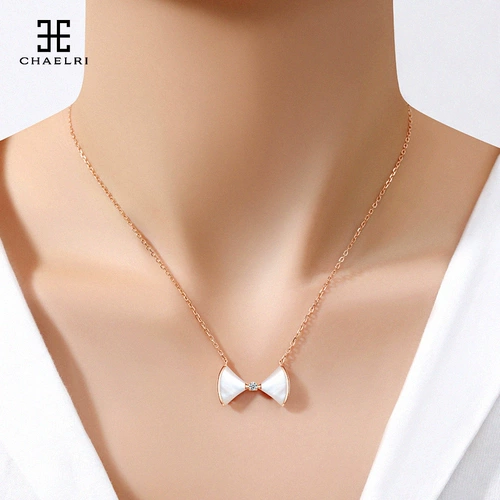 Юбка с бантиком из жемчуга, ожерелье, золотая цепочка, серебро 925 пробы, розовое золото