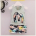 . Boys vest bộ bộ bé mùa hè không tay quần short hai mảnh 0-1-2-3-4 tuổi cartoon áo khoác. 