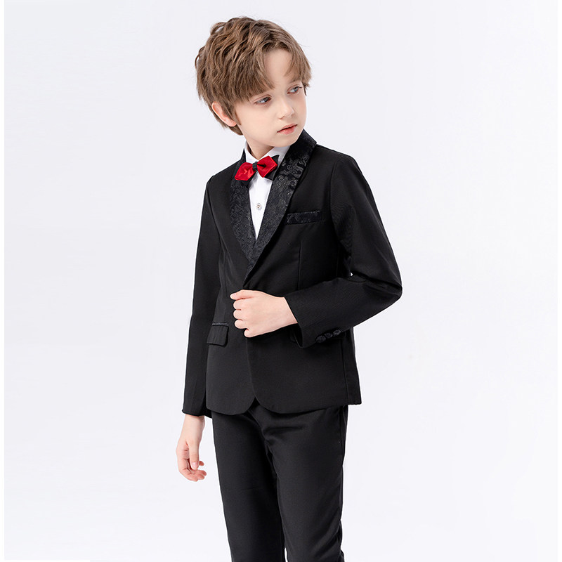 Boy suits suit Spring and autumn new children walking show gown handsome flower fairyboy Inron Wind boy piano plays out-Taobao