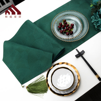Table flag American light luxury retro dark green high-end table cloth Modern simple Nordic coffee table cloth Long decorative cloth
