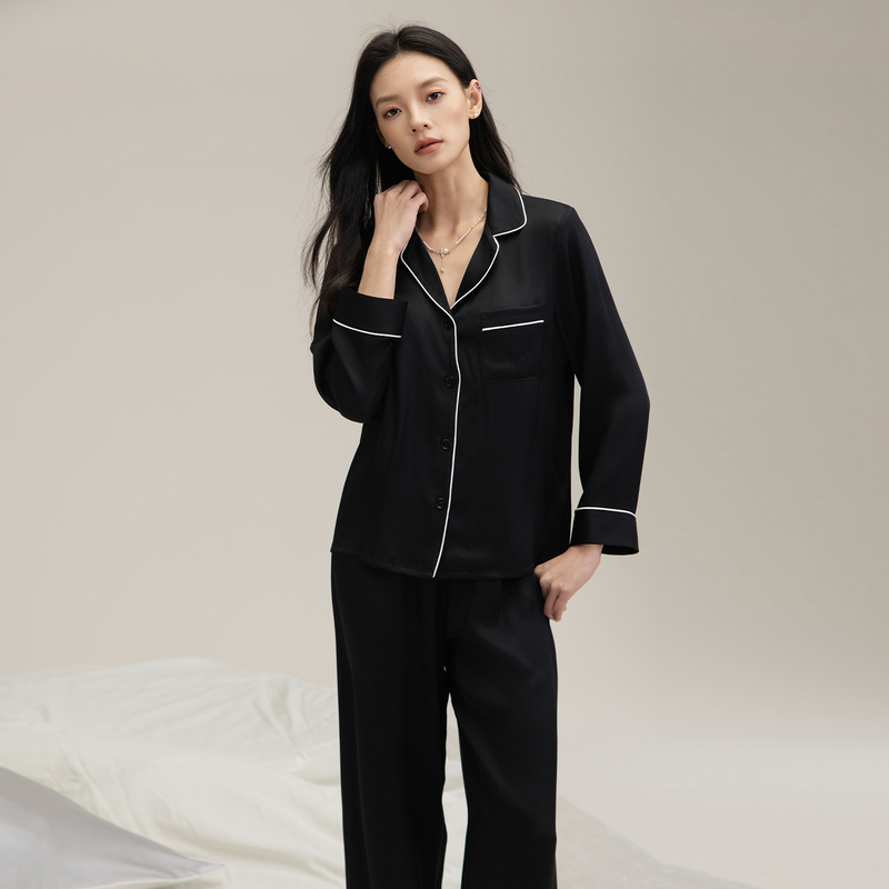 Qingshanjia Double-Sided Satin Series | 22 Momme Silk Pajamas for Women, Anti-Bump, Can Be Worn Outside, Homewear Set Qingshanjia Double-Sided Satin Series | 22 Momme Silk Pajamas for Women, Anti-Bump, Can Be Worn Outside, Homewear Set