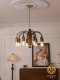 Dizan Retro Living Room Chandelier, Antique Style Walnut Color Bedroom Study Main Light, Designer American New Style Lamp