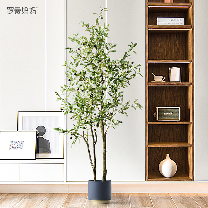 Roman Mother Nordic Wind Emulation Green Plant Olive Tree Potted Large Indoor Living Room Plant Floor Decoration Pendulum