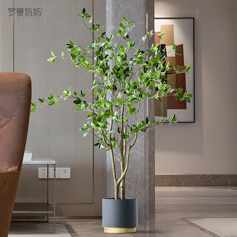 Roman Mom Light Extravagant Green Plant Mesh Red Hanging Bell Tree Living Room With Large Potted Plant Pendulum Decoration