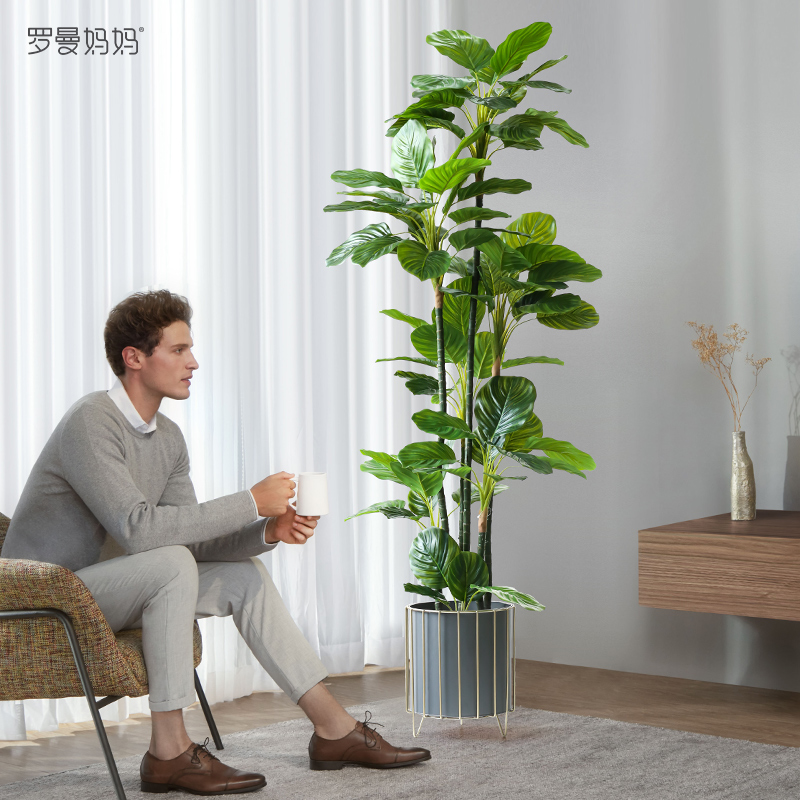 Roman Mom Indoor Living Room Emulation Plant Green Apple Leafy Tree Floor Bonsai Mall Decoration Fake Green Plant Swing Piece