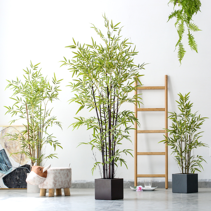 New Chinese-style home soft decoration net red fake bamboo simulation plant decoration indoor and outdoor landscaping green plants floor large bonsai