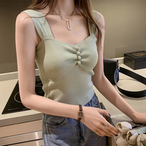 Ice silk knitted camisole womens 2021 spring and summer new temperament top sleeveless outer wear with foreign-style base shirt