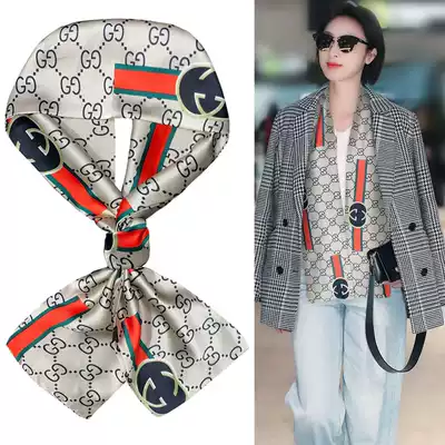 Long small silk scarf women winter style scarf Korean version of Joker spring and autumn suit scarf strap bag decoration
