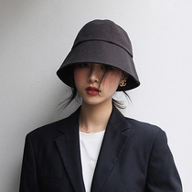  Round face suitable hat Winter Japanese ins all-match black big head circumference fisherman hat female spring and autumn makeup hat tide