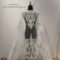 Little stone white full embroidered pearl lace fabric clothing clothing center flower wedding dress diy accessories