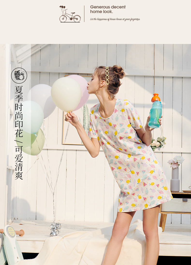 三枪 无袖/短袖/落肩中袖 纯棉印花睡裙 图2