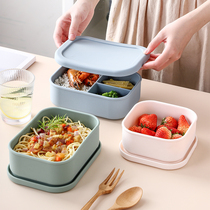 Lunch box fresh box Lunch box Silicone fresh bowl Microwave oven heating seal office worker portable grid bento box female