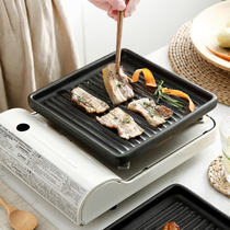 Korean open flame gas heat-resistant square baking plate Korean barbecue pot roast steak plate Barbecue plate Household flat round