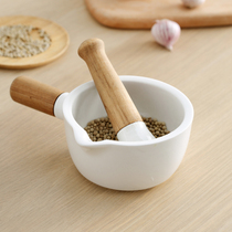 Mashing pot Mashing medicine Ceramic stone mortar mortar grinder Press garlic pepper Household manual mashing garlic mortar ring bowl