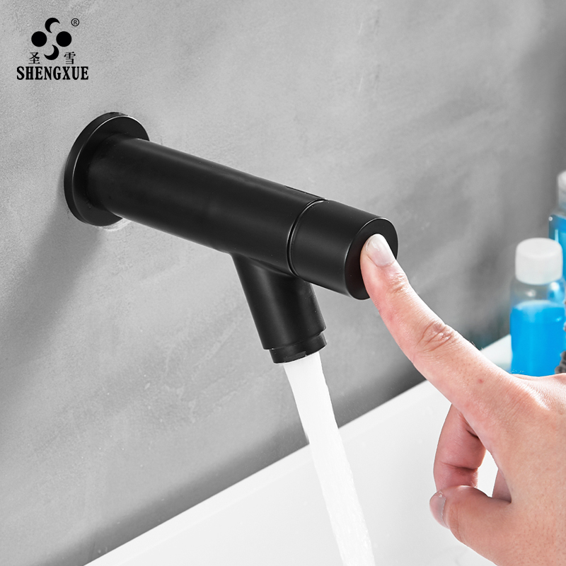 304 stainless steel pressed magnetic valve core delay valve black public toilet into the wall pressed basin faucet