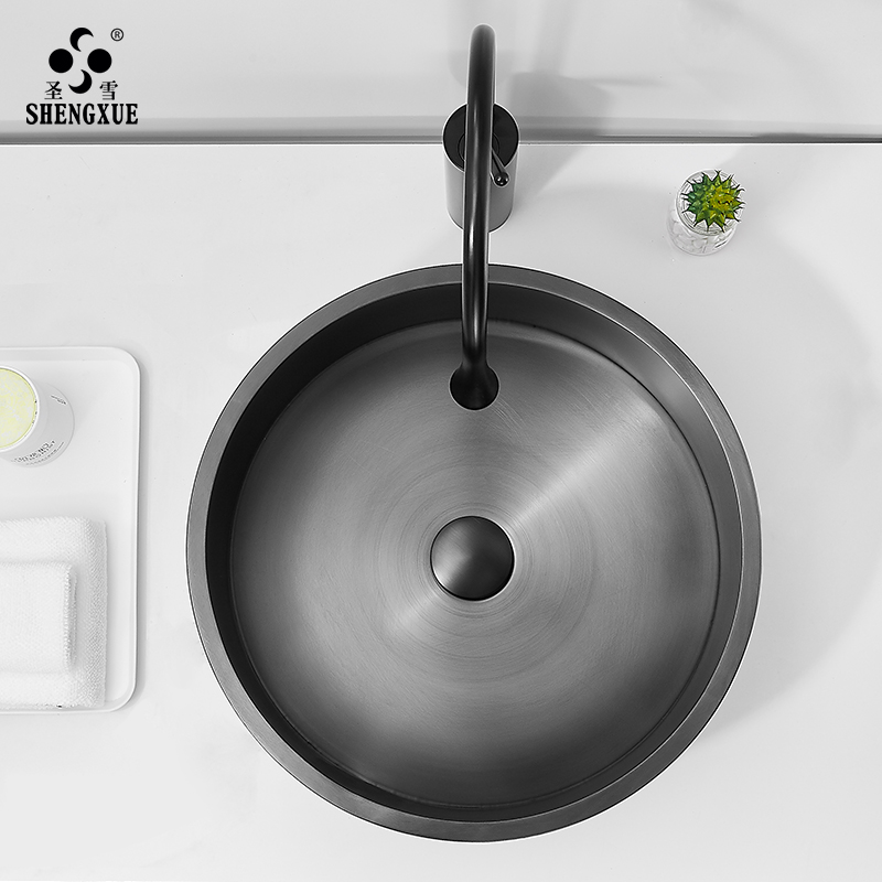 Shengxue black wash basin 304 stainless steel round basin bar homestay dressing room art basin single sink