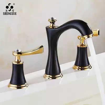Shengxue three-hole basin faucet Two-piece double hot and cold faucet Bathroom powder room European-style washbasin faucet