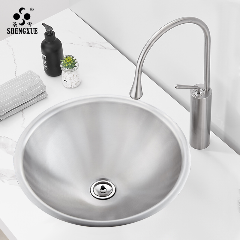 Shengxue 304 stainless steel undercounter basin washbasin household washbasin powder room embedded round washbasin