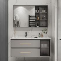 New 2023 slate bathroom cabinet combination smart bathroom ceramic cabinet washbasin integrated small apartment new hand washing