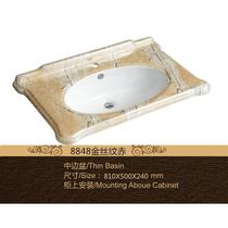 New 2023 color gold antique middle side basin European style high-end ceramic basin wash basin wash basin 80 90 pattern Taichung