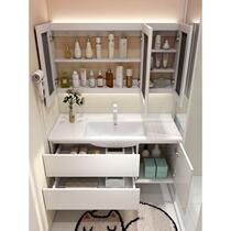 Malaysia Taiwan Hong Kong solid wood ceramic integrated basin bathroom cabinet combination modern simple washbasin cabinet combination