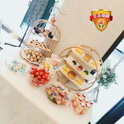 Dessert table furnishing articles buffet tea table table tray to pass reveal frame, wrought iron cage afternoon tea cake aircraft heart