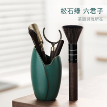 Japanese tea ceremony six gentlemen chicken wing Wood tea clip tea spoon black sandalwood set ceramic tea set accessories