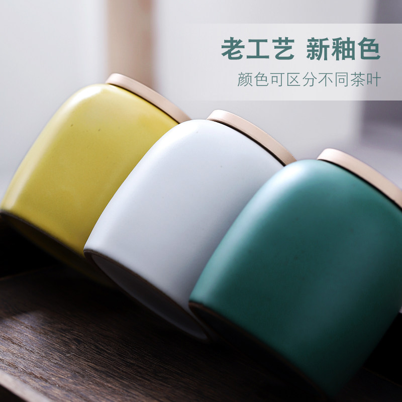 Meet Vegetarian Tea Leaves Jar Ceramic Small portable sealed tank Damp Storage Tank Creative Day Style Fashion Black Jar