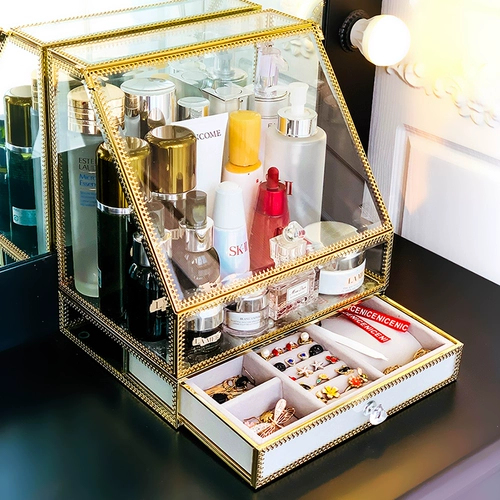 Ретро стеклянная коробка для хранения, коробочка для хранения, настольный туалетный столик