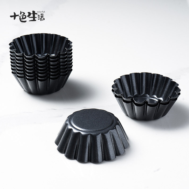 Reusable 6 only non-stick carbon steel Chrysanthemum Bowl egg tart pudding pudding horseshoe pastry dunk ladle molds