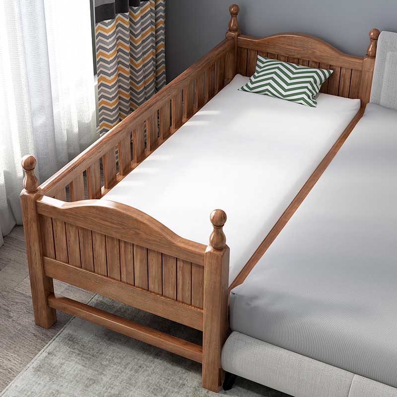 Walnut children's bed with guardrail Boy splicing large bed widened bed side girl small bed Single solid wood baby bed