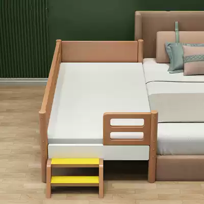 Solid wood children's bed with guardrail widened bed splicing bed edge Baby bed Single small bed splicing large bed Yanbian customization