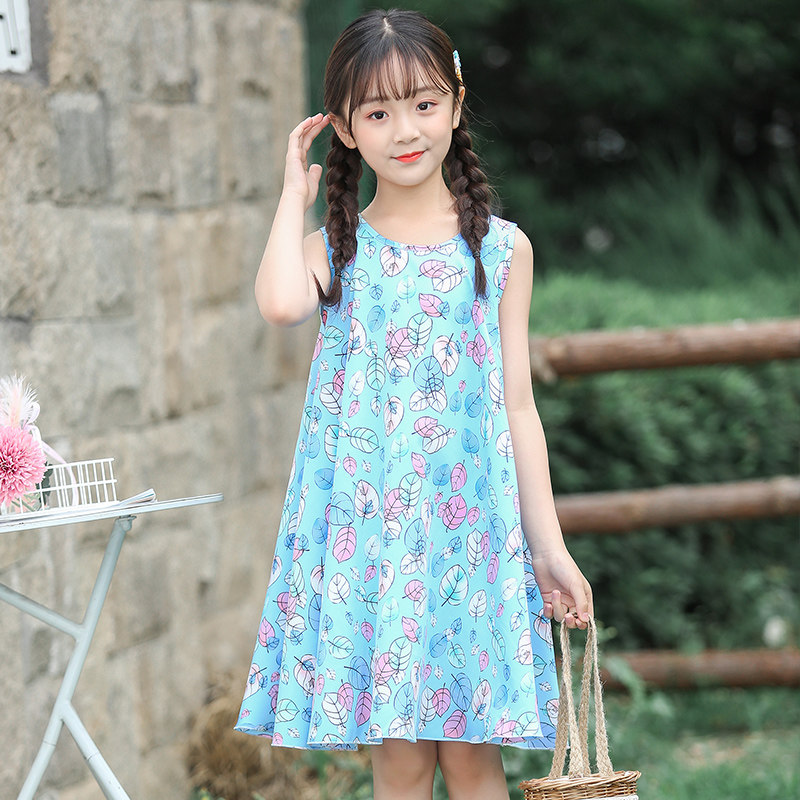Kids girls dress summer 2020 new children's dress little girl princess dress baby girl skirt ocean summer