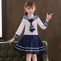 Girls jk uniform autumn dress college style set girl pleated skirt 2021 new primary school students autumn two-piece tide