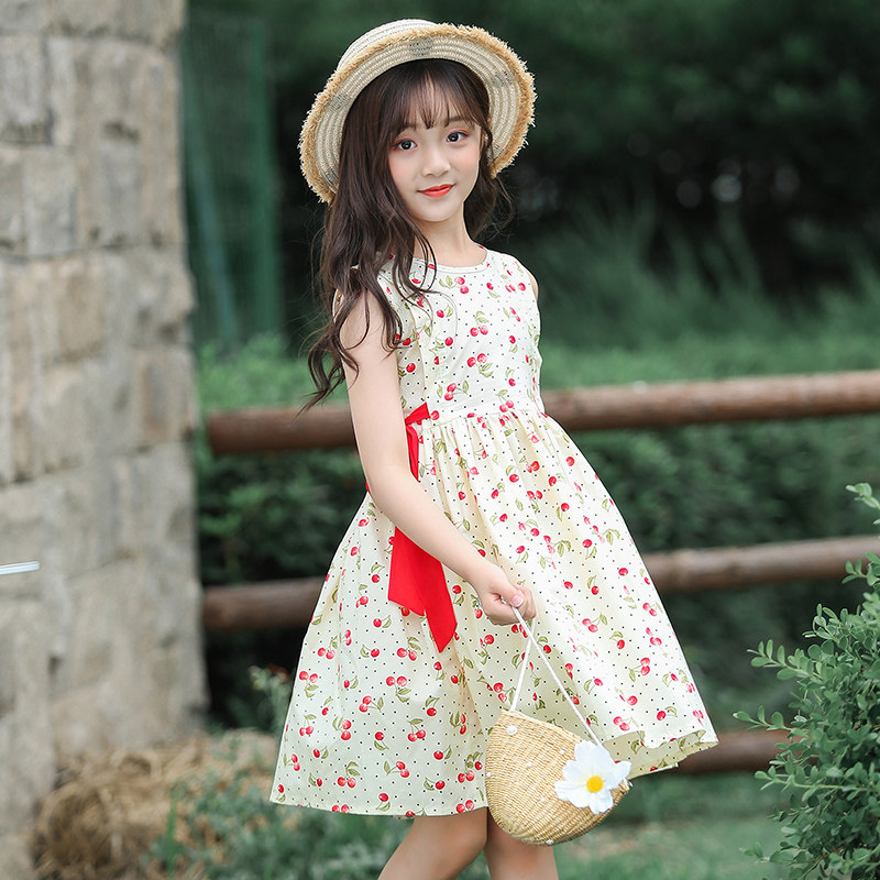 Girls dress summer 2021 new item 4 children's skirt summer 5 foreign air 6 children 7 girls 8 vest 9-year-old