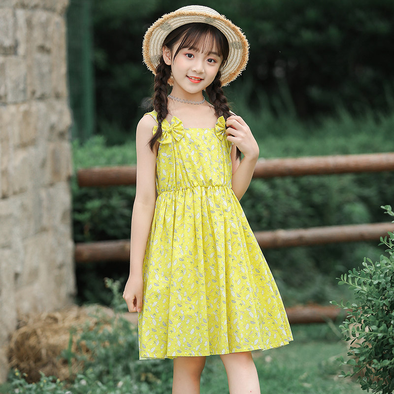 Girls dress summer 2020 new medium and large children little girl skirt summer super ocean princess dress Korean version