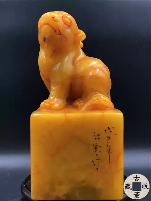 清代壽山石田黃印章純手工雕刻人物山水收藏文房四寶老印