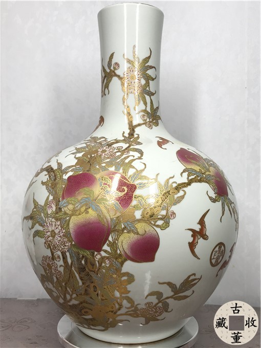 民国粉彩花瓶佩古斋纯手绘四方花鸟题字精品老瓷器古董收藏品摆件-淘宝