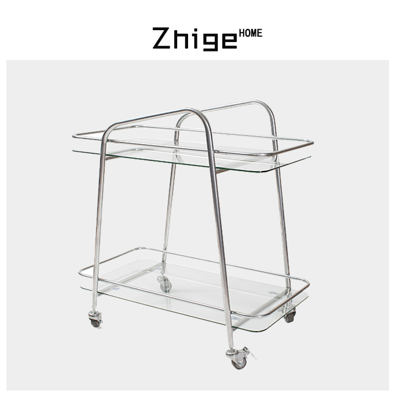 Home simple stainless steel mobile cart creative coffee table living room wine car hotel business dining cart trolley