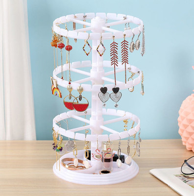 Two-layer rotating earrings hanger earrings, earrings, jewelry storage rack, home countertop plastic lipstick display rack