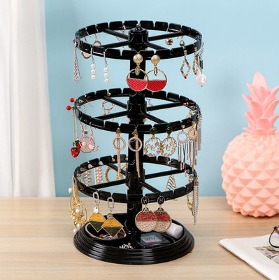 Two-layer rotating earrings hanger earrings, earrings, jewelry storage rack, home countertop plastic lipstick display rack