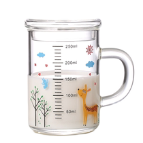 Tasse à lait pour enfants avec échelle tasse de petit déjeuner domestique tasse à lait pour bébé tasse spéciale pour lait en poudre tasse en verre tasse à mesurer leau