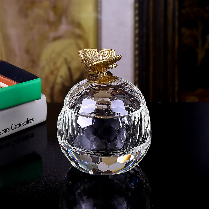 Italy imported crystal glass candy jar creative jewelry box living room coffee table home tea pot decorative ornaments