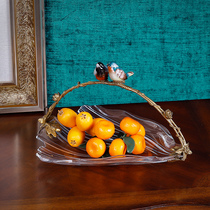 Eurostyle Crystal Fruit Pan High-end Luxury Living Room Home Tea Table Modern Creative Home Candy Tray High Foot Fruit Tray