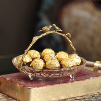 Eurostyle Crystal Glass Fruit Pan Dried Fruit Pan Extravaganza Living-room Tea Table Pendulum Pieces Chinese Style Home Small Delicate Containing Tray