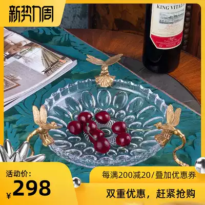 Light luxury high-legged crystal glass fruit plate Luxury living room household Nordic home high-end coffee table storage fruit plate